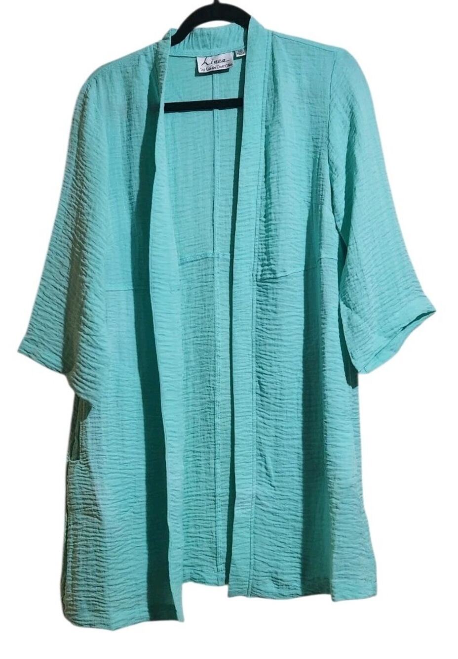 Gauze Lounge Wear Open Robe Swim Cover Up Womens XXS Soft Pockets Beachy Linea